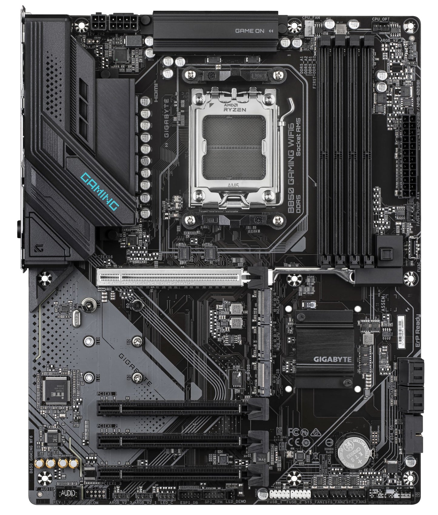 Gigabyte B850 GAMING WIFI6 Motherboard - AMD Ryzen 9000 Series CPUs, 6+2+2 Phasen