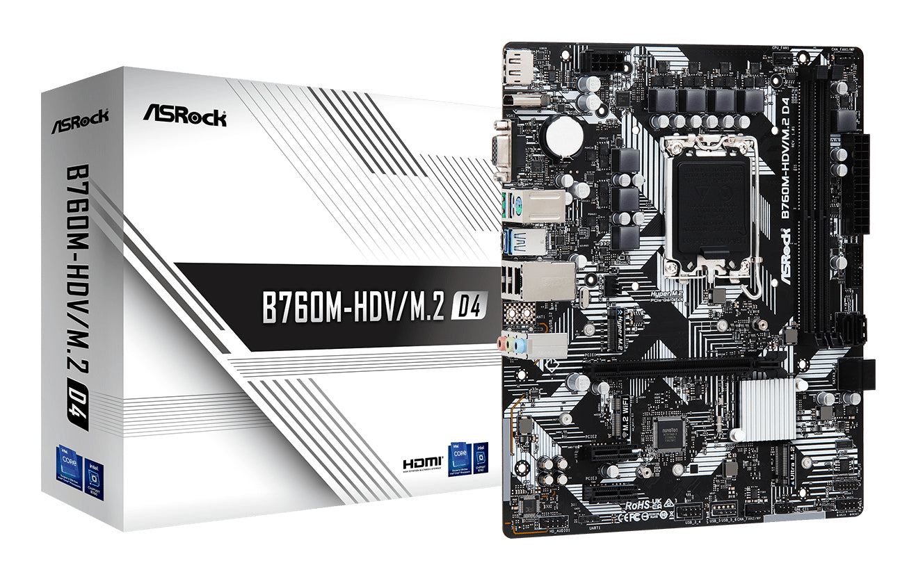 Asrock B760M-HDV/M.2 D4 Intel B760 LGA 1700 micro ATX Motherboard