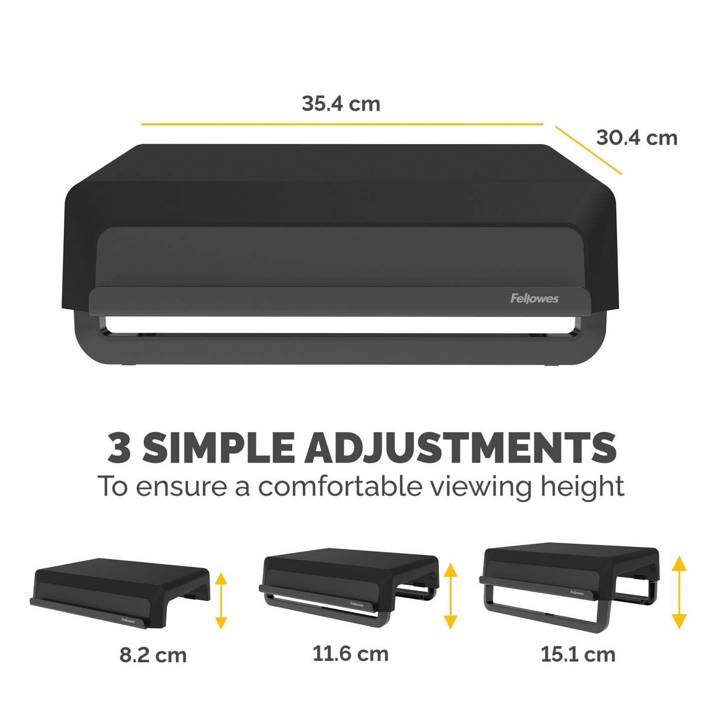 Fellowes Computer Monitor Stand with 3 Height Adjustments - Breyta Monitor Riser Mount