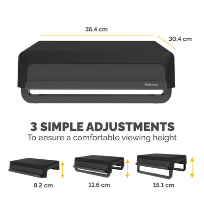 Fellowes Computer Monitor Stand with 3 Height Adjustments - Breyta Monitor Riser Mount