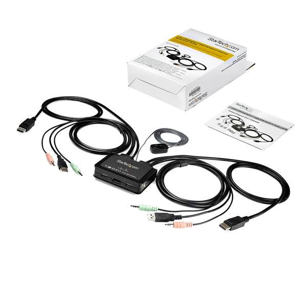 StarTech.com 2 Port DisplayPort KVM Switch - 4K 60Hz - Compact Dual Port UHD DP 1.2