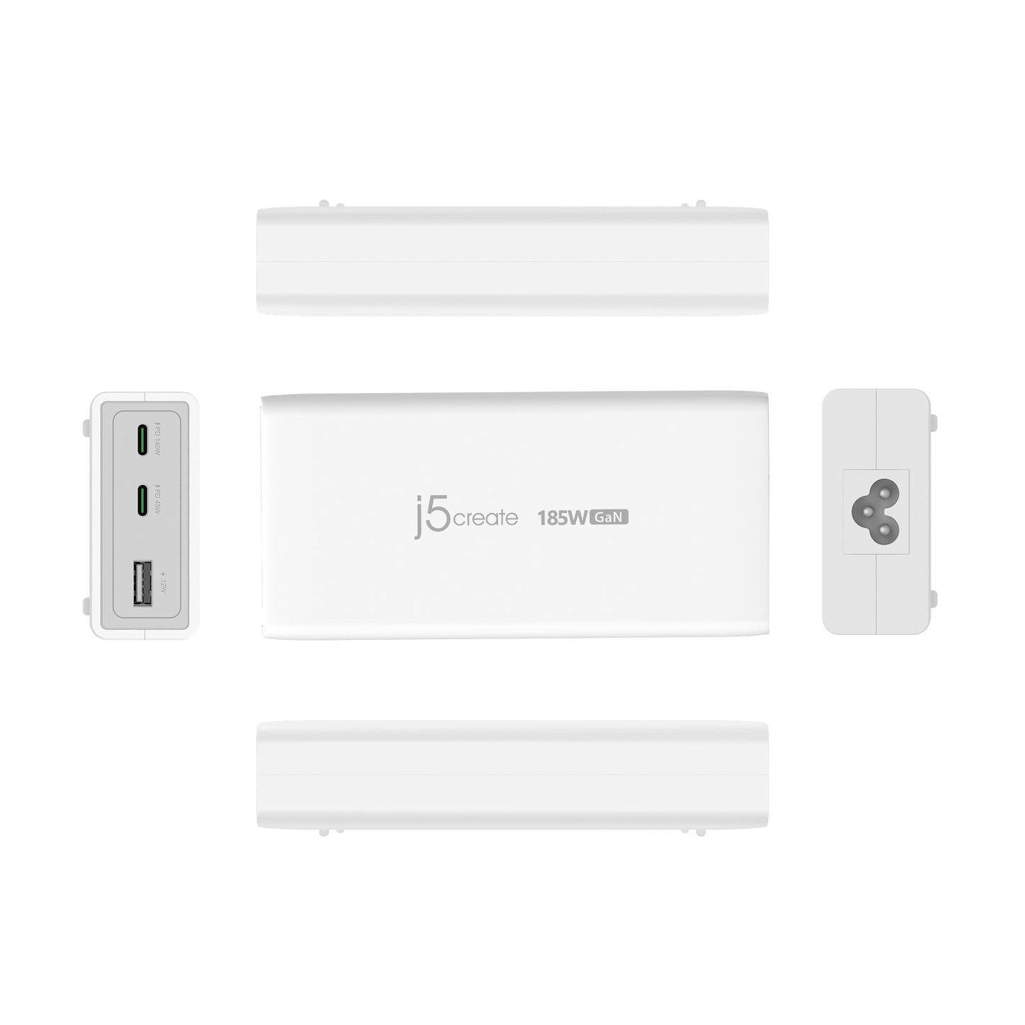 j5create JUP37185W 185W GaN PD 3.1 USB-C® 3-Port Charger-EU, Black