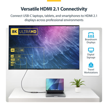 StarTech.com USB-C to HDMI Adapter, 8K 60Hz / 4K 120Hz, Thunderbolt / USB4 Cable