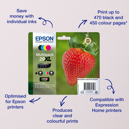 Epson C13T29814012/29 Black Ink Cartridge (175 pages)