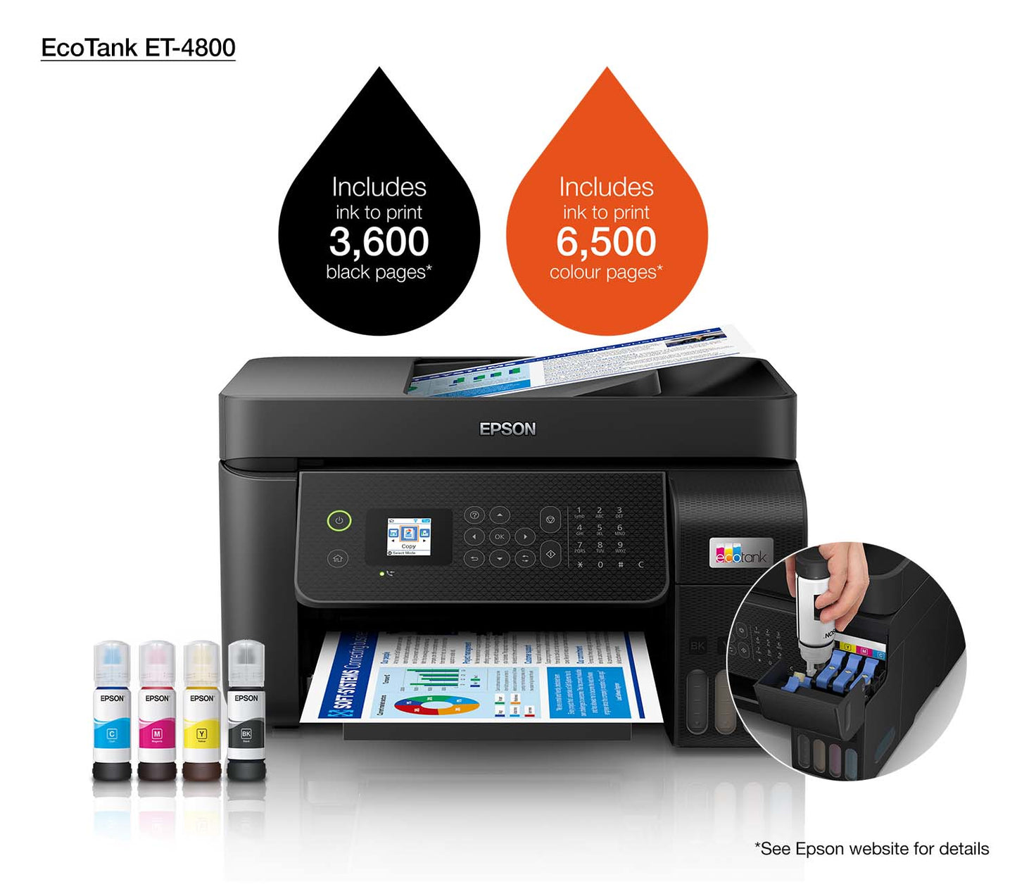 Epson EcoTank ET-4800 Inkjet A4 5760 x 1440 DPI 33 ppm Wi-Fi Printer