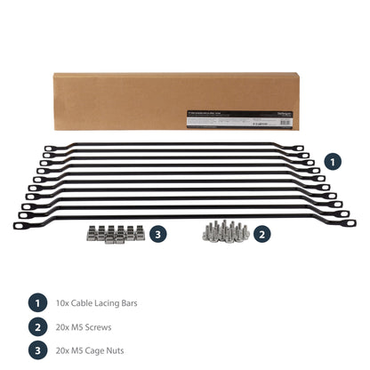 StarTech.com 10-Pack Horizontal Lacing Bar with 2in (5.1cm) Offset at 75 Degrees Rack