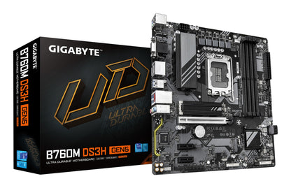 Gigabyte B760M DS3H GEN5 Motherboard - Supports Intel Core 14th Gen CPUs, 6+2+1