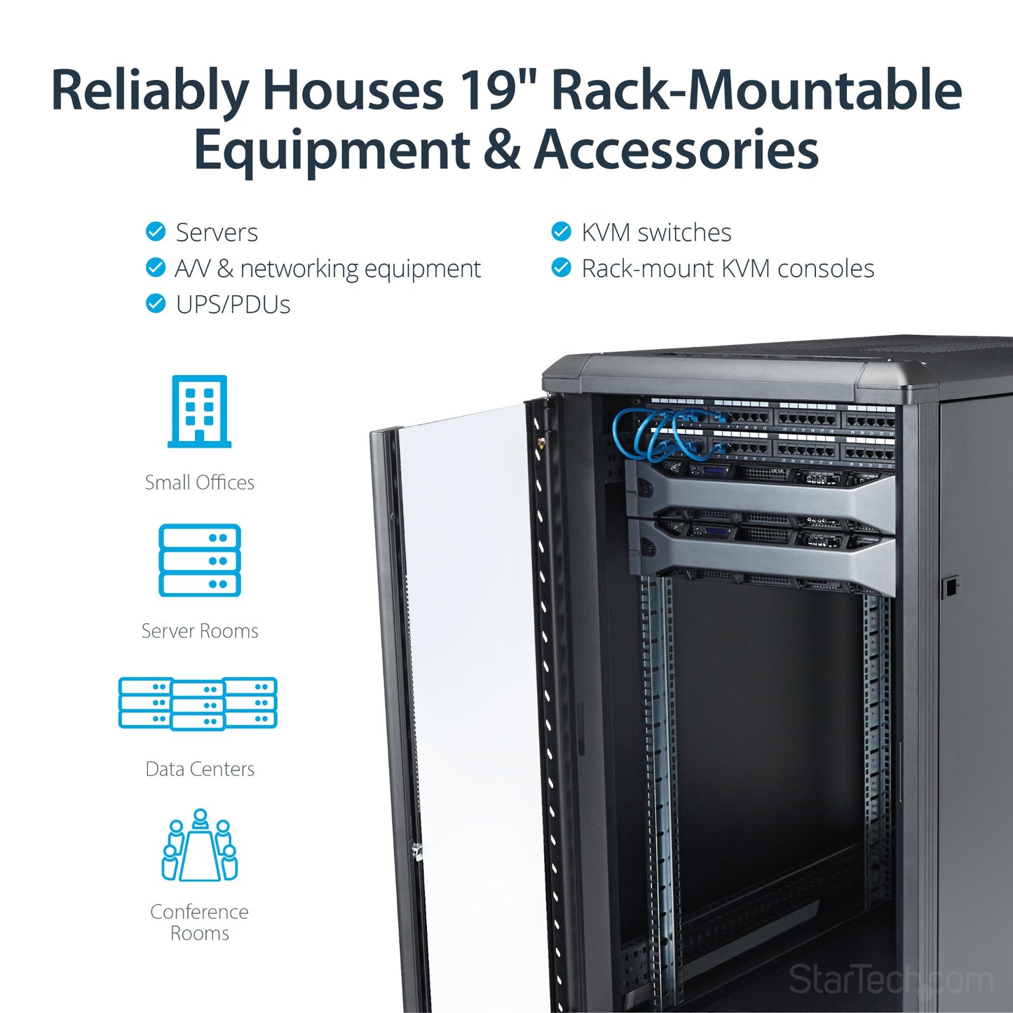 StarTech.com 22U Enterprise-Grade Flat Pack Server Rack Cabinet, 19in Enclosed