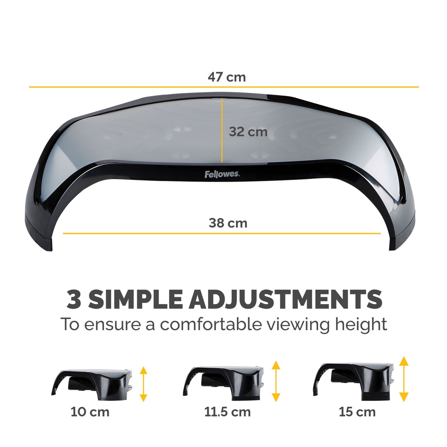 Fellowes Computer Monitor Stand with 3 Height Adjustments - Smart Suites Monitor Mount