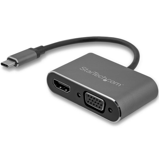 StarTech.com USB-C to VGA and HDMI Adapter - 2-in-1 - 4K 30Hz - Space Grey Hub