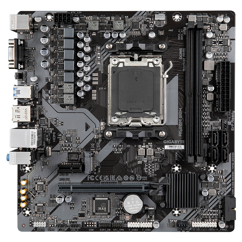 Gigabyte A620M S2H Motherboard - Supports AMD Ryzen 8000 CPUs, 5+2+2 Phases Digital