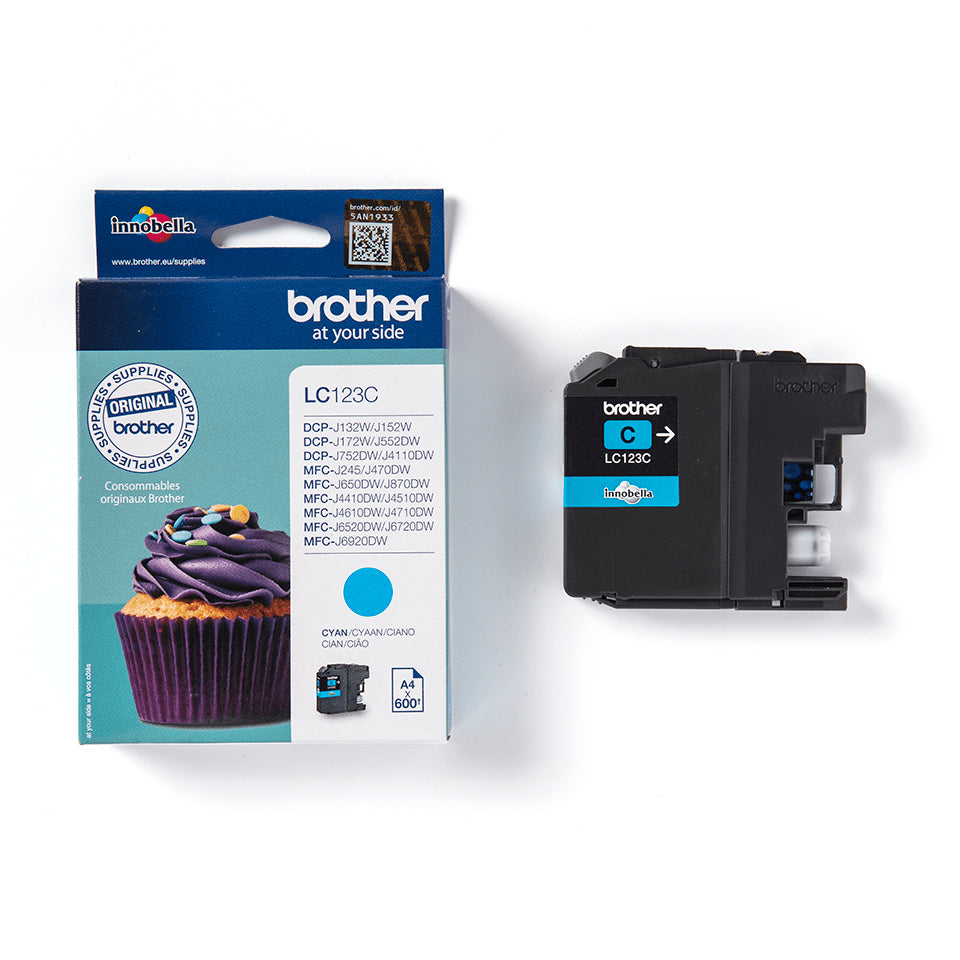 Brother LC-123C Cyan Ink Cartridge (600 pages)