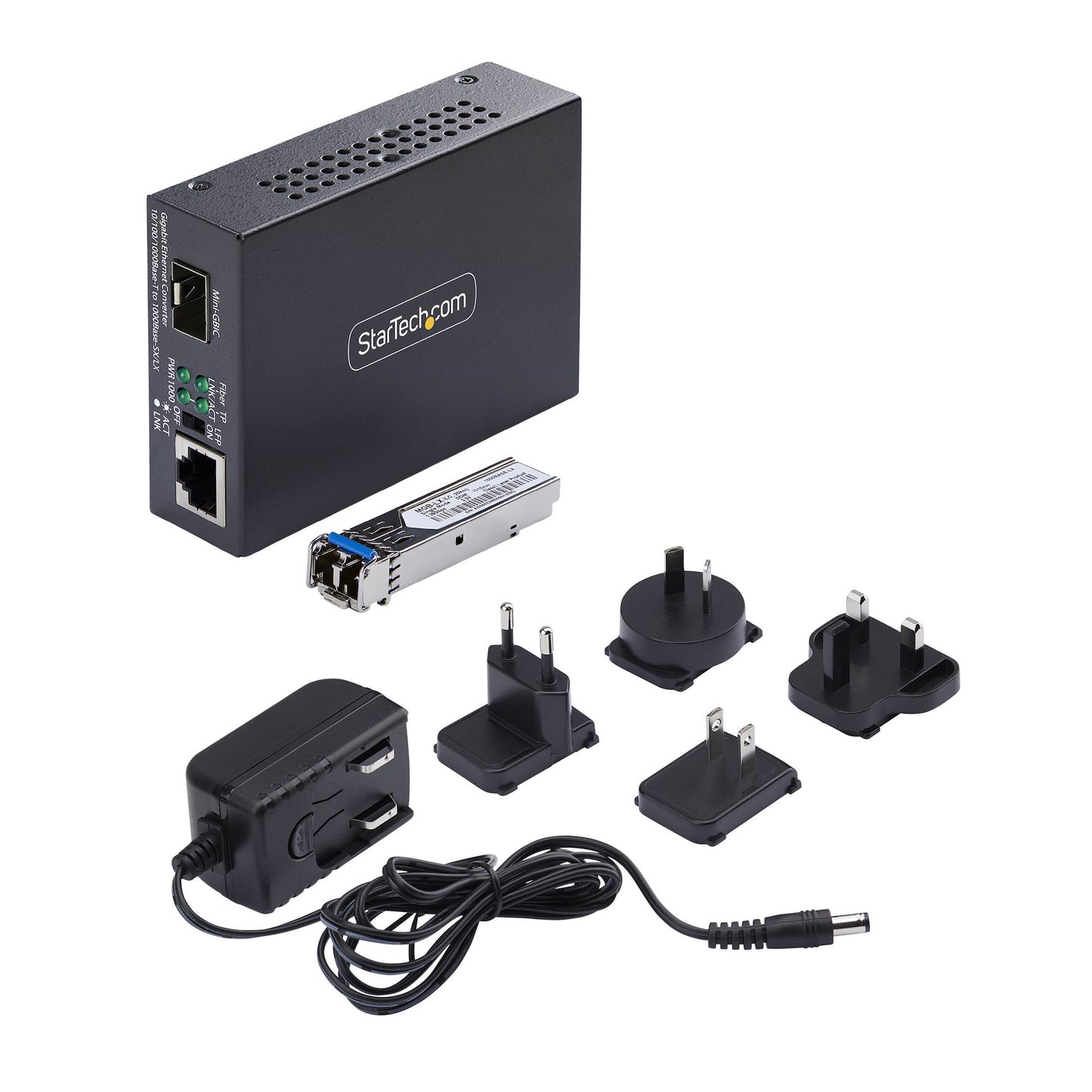 StarTech.com Single-Mode (SM) LC Fiber Media Converter for 10/100/1000 Networks, Standalone Gigabit Ethernet to Fiber Converter, 40km - TAA Networking