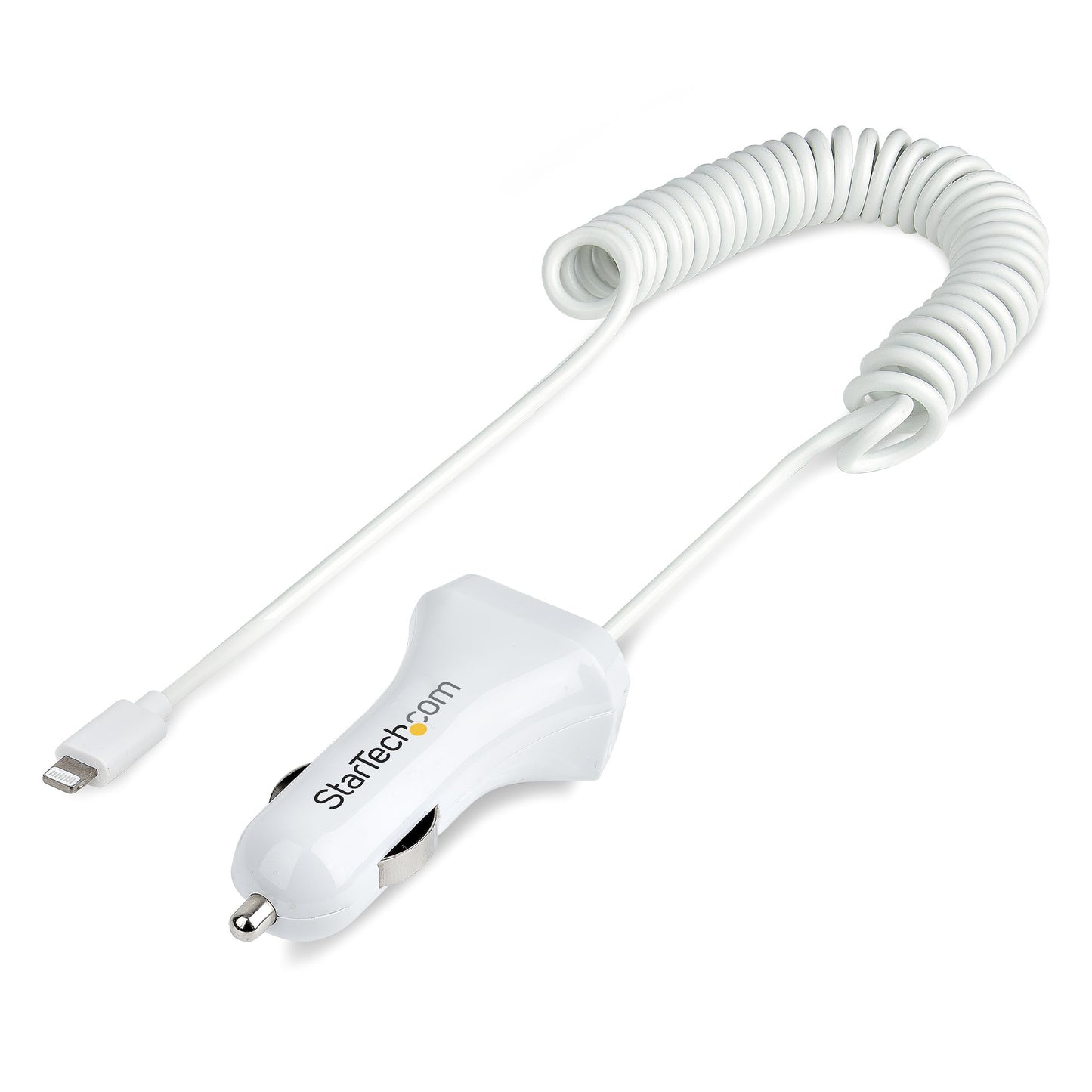 StarTech.com Lightning Car Charger with Coiled Cable, 1m Coiled Lightning Cable