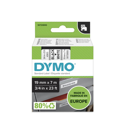 DYMO 45803/S0720830 DirectLabel-etikettes black on white 19mm x 7m for Dymo D1 Labels