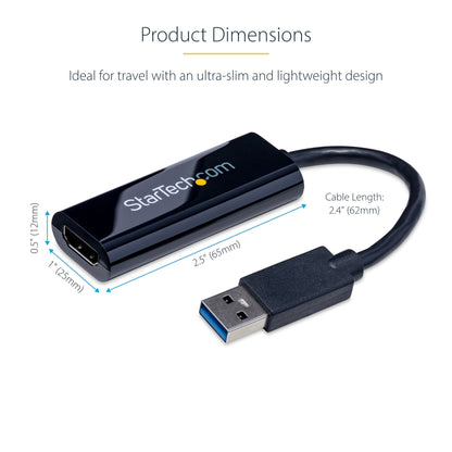 StarTech.com USB 3.0 to HDMI Adapter, USB to HDMI Monitor Converter for Windows Hub