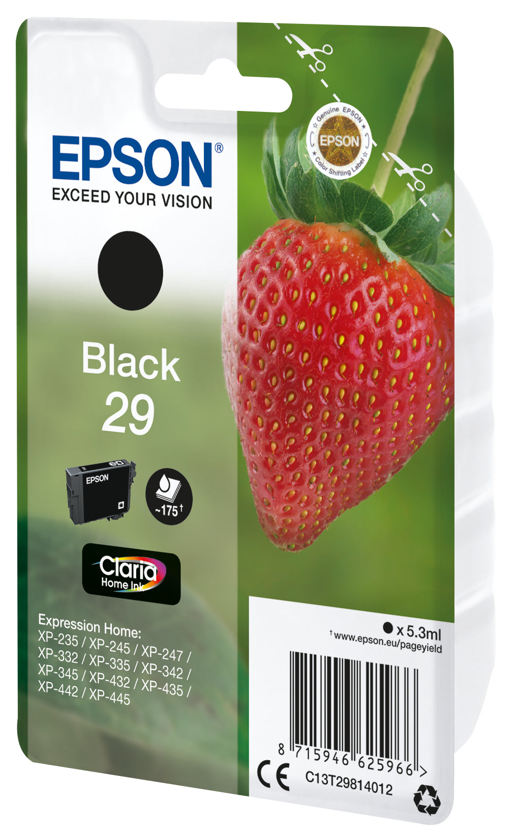 Epson C13T29814012/29 Black Ink Cartridge (175 pages)