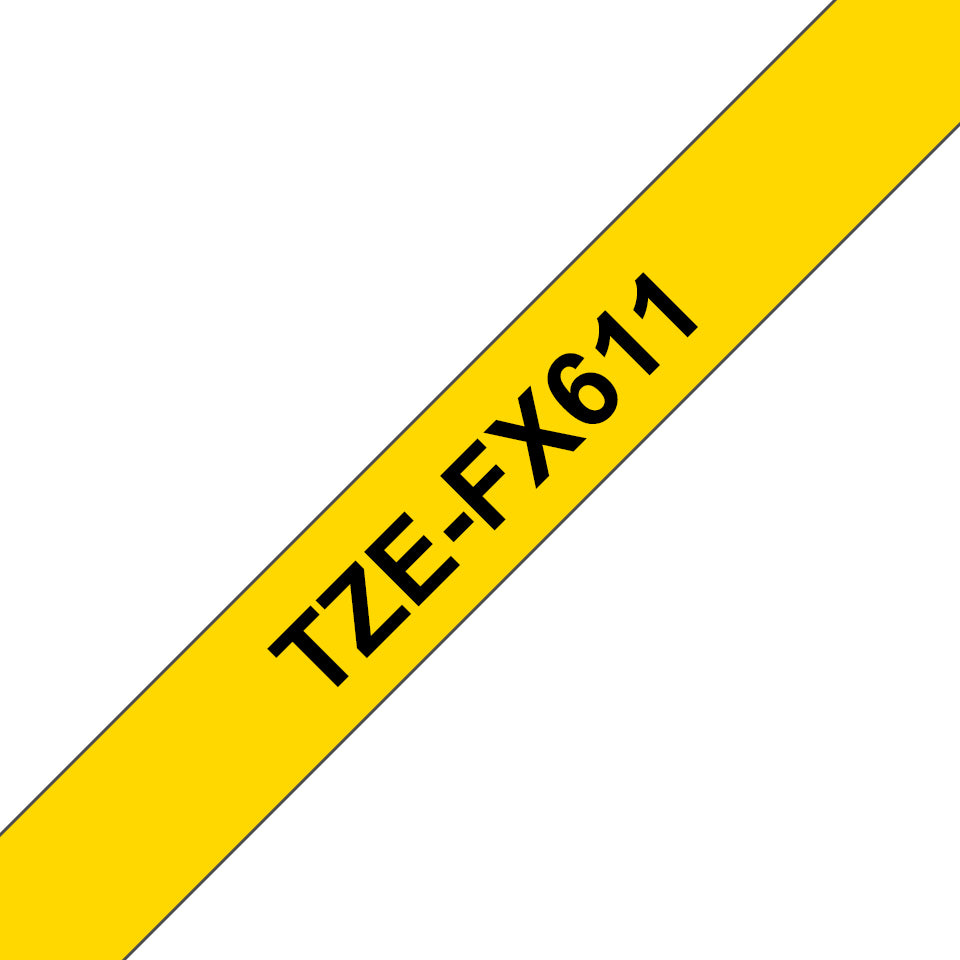 Brother TZE-FX611 DirectLabel black on yellow Laminat 6mm x 8m for Brother P-Touch Labels