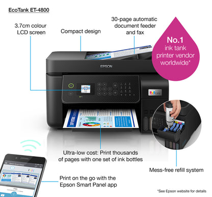Epson EcoTank ET-4800 Inkjet A4 5760 x 1440 DPI 33 ppm Wi-Fi Printer