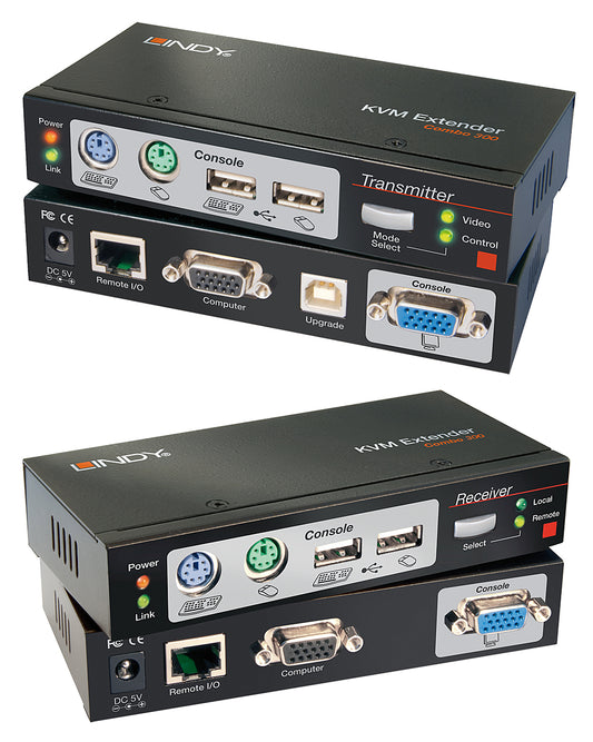 Lindy 300m CAT5 KVM Extender Combo, USB and VGA KVM Switch
