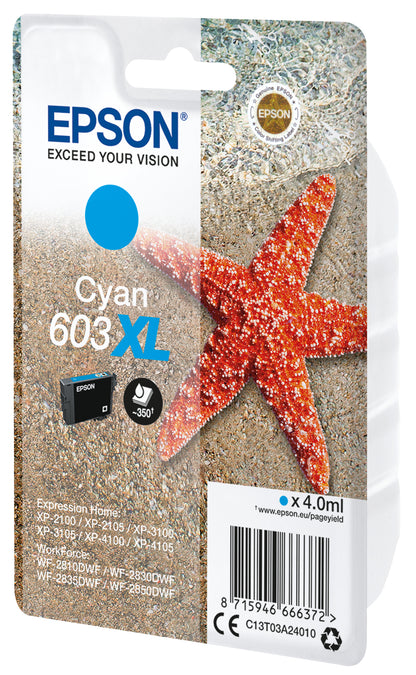 Epson C13T03A24010/603XL Cyan Ink Cartridge (350 pages, Epson XP 2100)