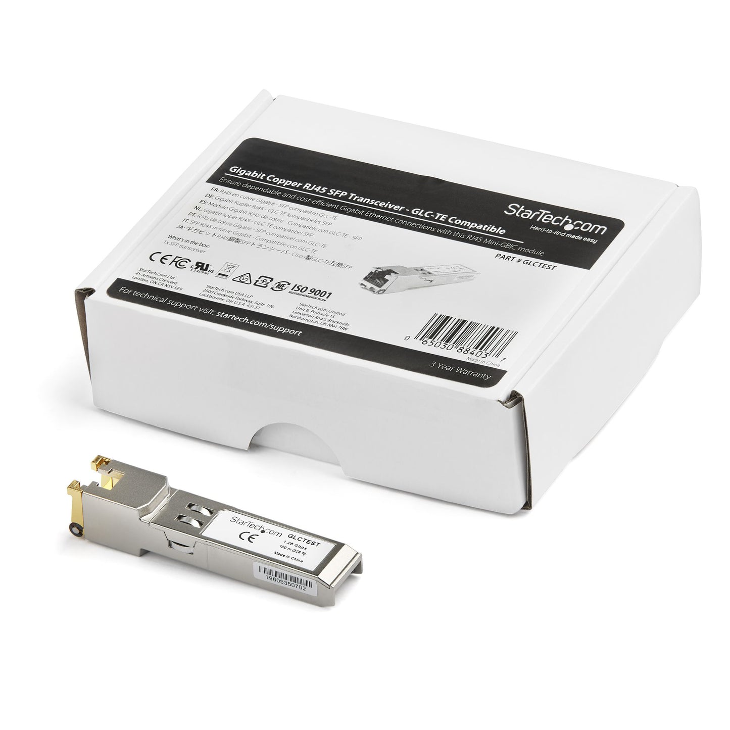 StarTech.com Cisco GLC-TE Compatible Module - 1000BASE-T Copper Industrial Gigabit Ethernet Transceiver - SFP to RJ45 Cat6/Cat5e 100m Extended Temp - Cisco Firepower, IE 2000, C9500, C2960 Networking