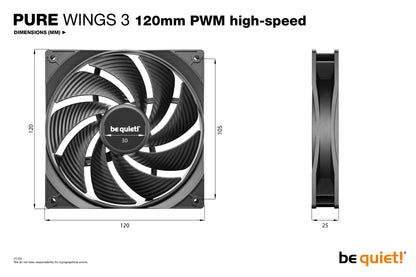 be quiet! Pure Wings 3 120mm | PWM high-speed Triple Pack Computer case Fan 12 cm Cooling