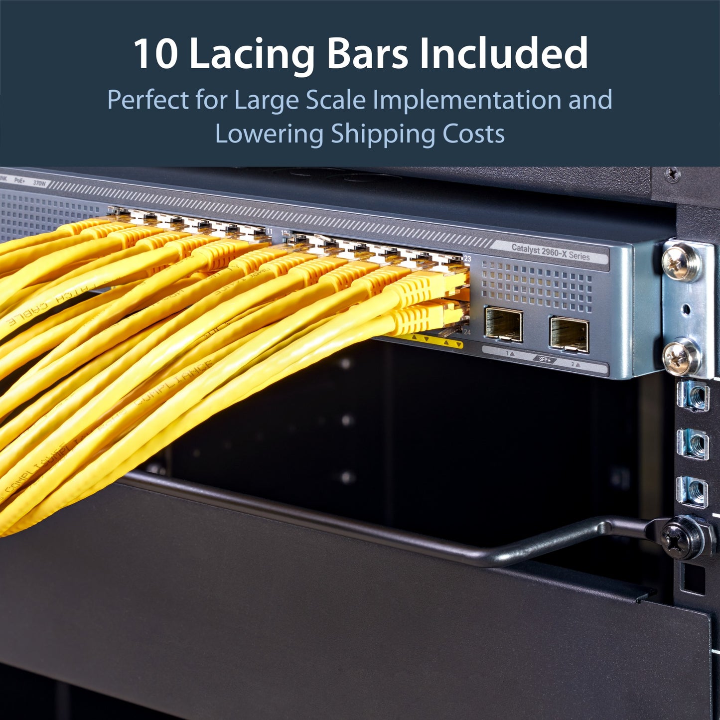 StarTech.com 10-Pack Horizontal Lacing Bar with 2in (5.1cm) Offset at 75 Degrees Rack