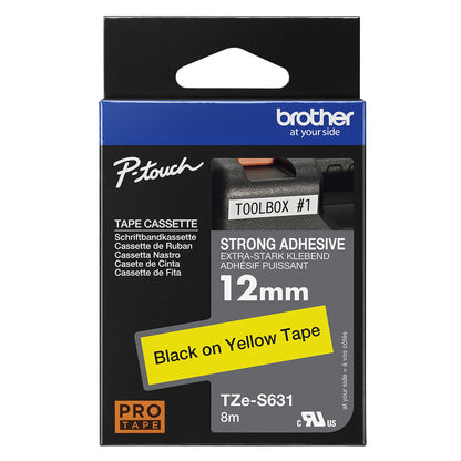 Brother TZE-S631 DirectLabel black on yellow extra strong Laminat 12mm x 8m for Labels