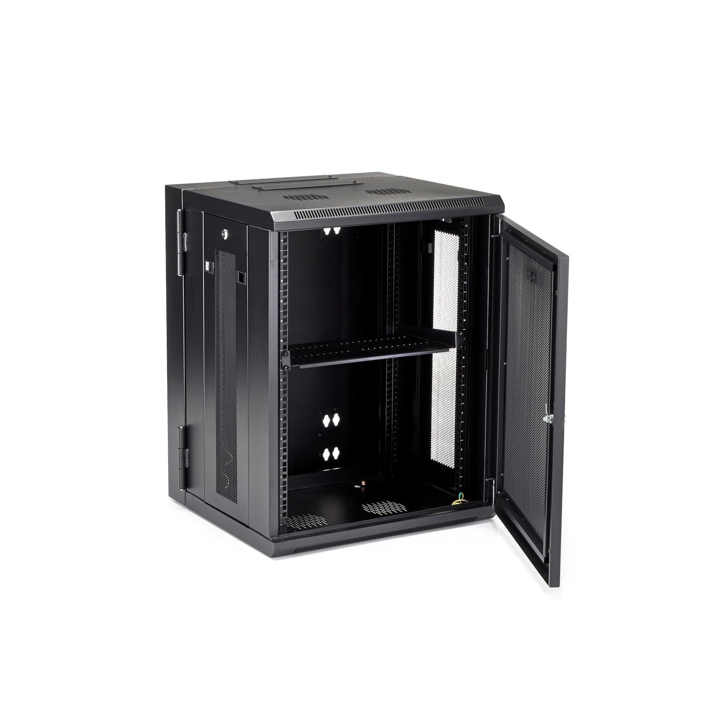 StarTech.com 4-Post 15U Wall Mount Network Cabinet with 1U Shelf, 19" Hinged Rack
