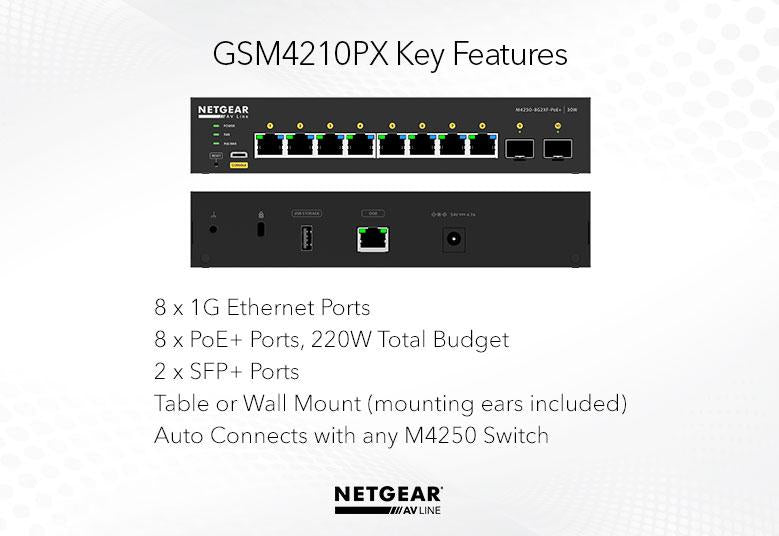 Netgear 8x1G PoE+ 220W and 2xSFP+ Switch