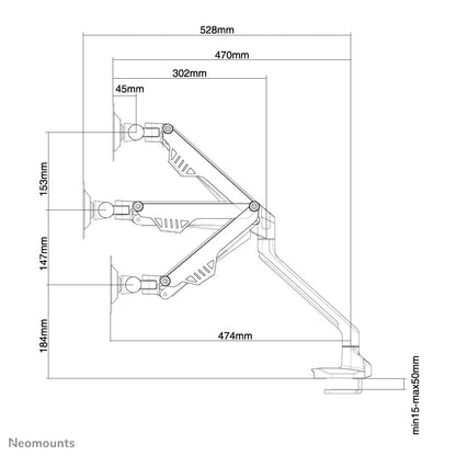 Neomounts FPMA-D750SILVER Monitor arm 10-32" - gas spring - Topfix