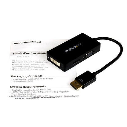 StarTech.com Travel A/V adapter: 3-in-1 DisplayPort to VGA DVI or HDMI converter Cable