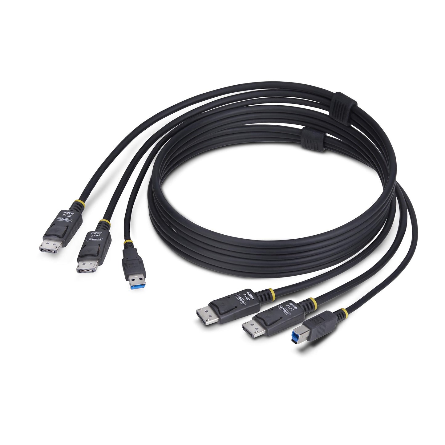 StarTech.com 6ft (1.8m) Dual-DisplayPort and USB 5Gbps KVM Cable, 4K 60Hz