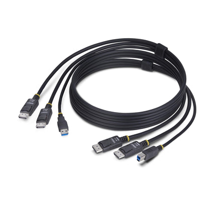 StarTech.com 6ft (1.8m) Dual-DisplayPort and USB 5Gbps KVM Cable, 4K 60Hz