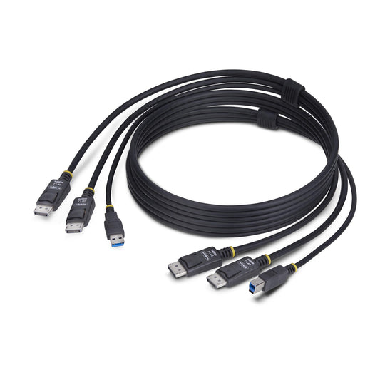 StarTech.com 6ft (1.8m) Dual-DisplayPort and USB 5Gbps KVM Cable, 4K 60Hz