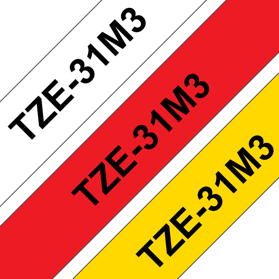 Brother TZE-31M3 DirectLabel multi pack TZE-231/431/631 12mm x 8m Pack=3 for Brother Labels