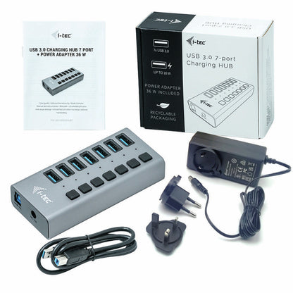 i-tec USB 3.0 Charging HUB 7port + Power Adapter 36 W Charger