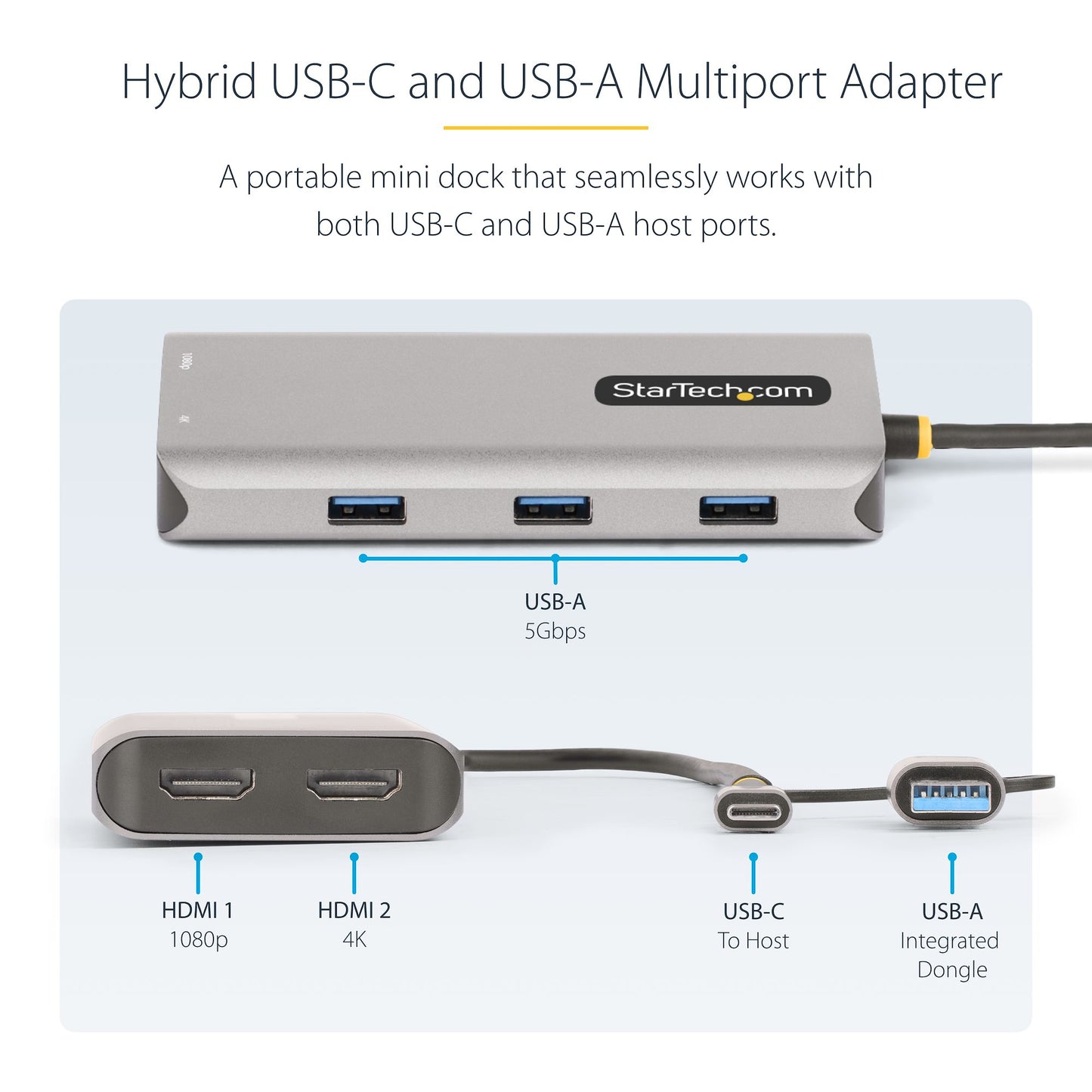 StarTech.com Multiport Adapter w/Attached USB-C Docking Station