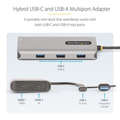 StarTech.com Multiport Adapter w/Attached USB-C Docking Station