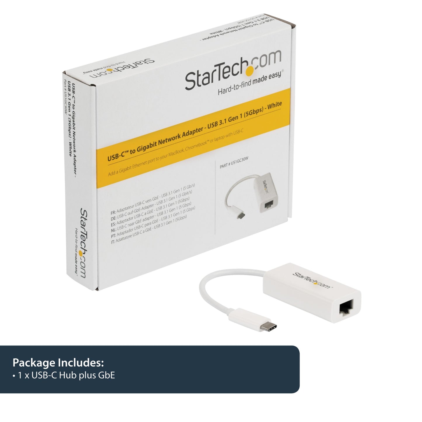 StarTech.com USB-C to Gigabit Ethernet Adapter, White, Thunderbolt 3 Compatible