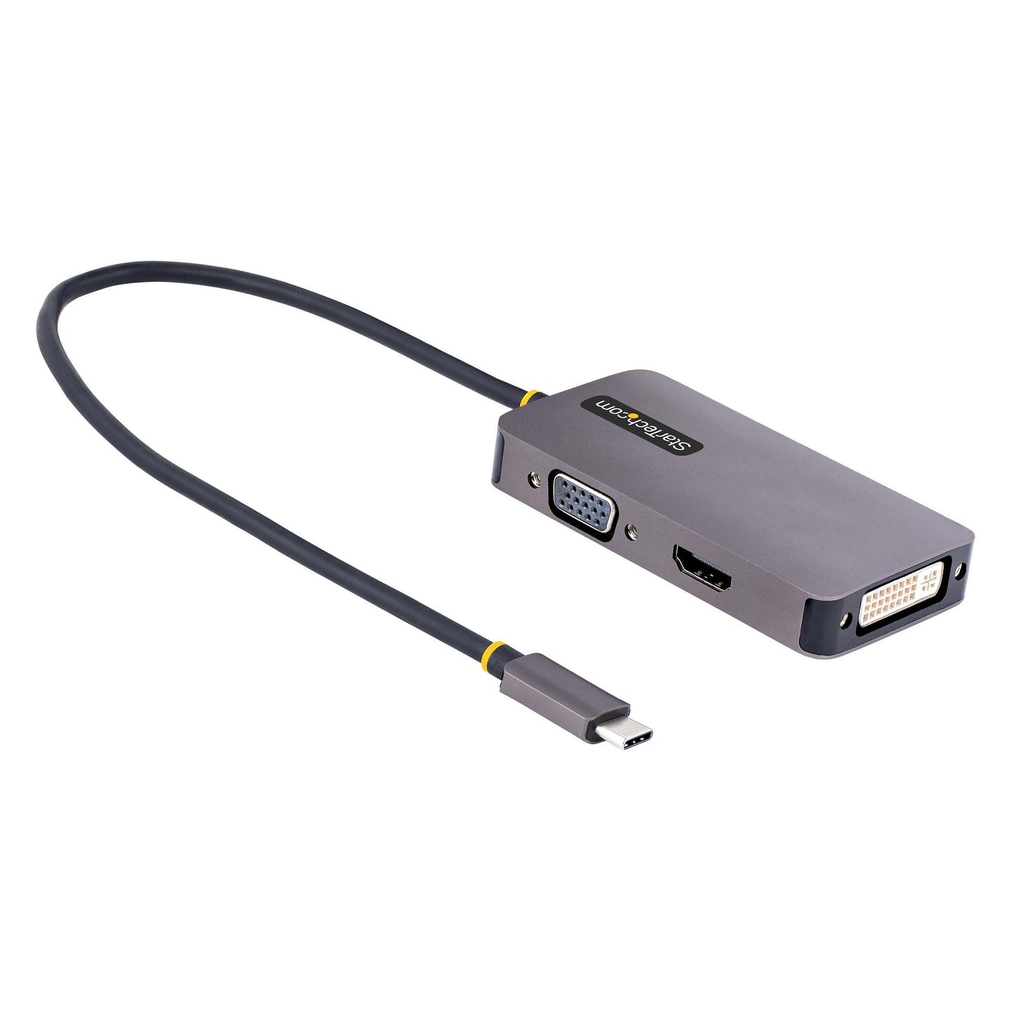 StarTech.com USB C Video Adapter, USB C to HDMI DVI VGA Adapter, Up to 4K 60Hz Hub