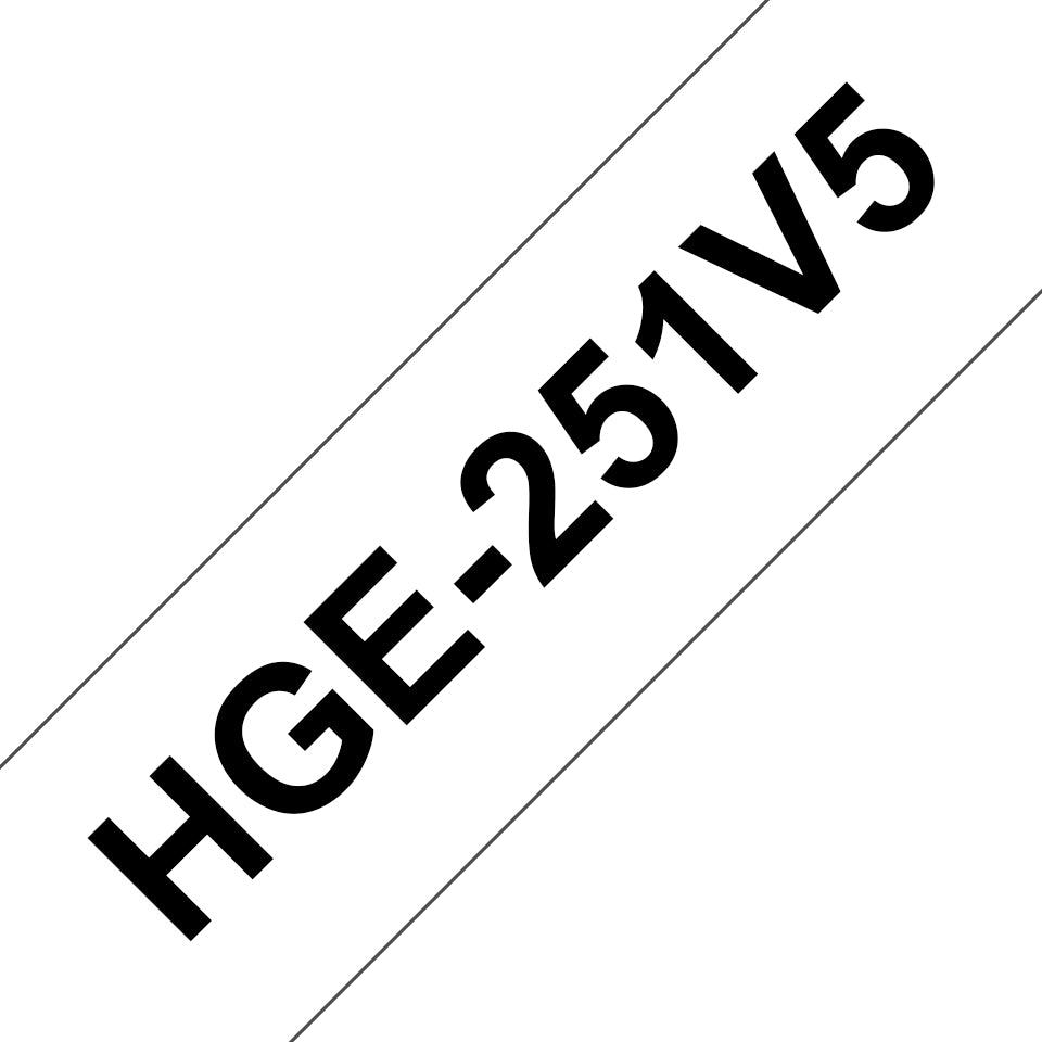 Brother HGE-251V5 DirectLabel black on white Laminat 12mm x 8m Pack=5 for P-Touch RL Labels
