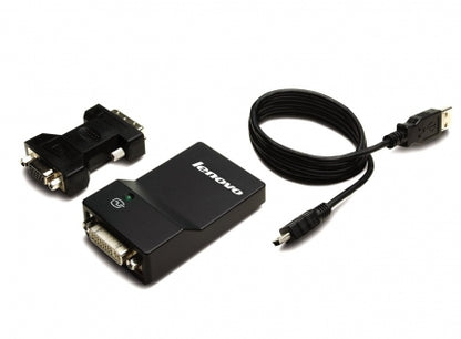 Lenovo USB 3.0 - DVI/VGA USB graphics adapter 2048 x 1152 pixels Black Hub
