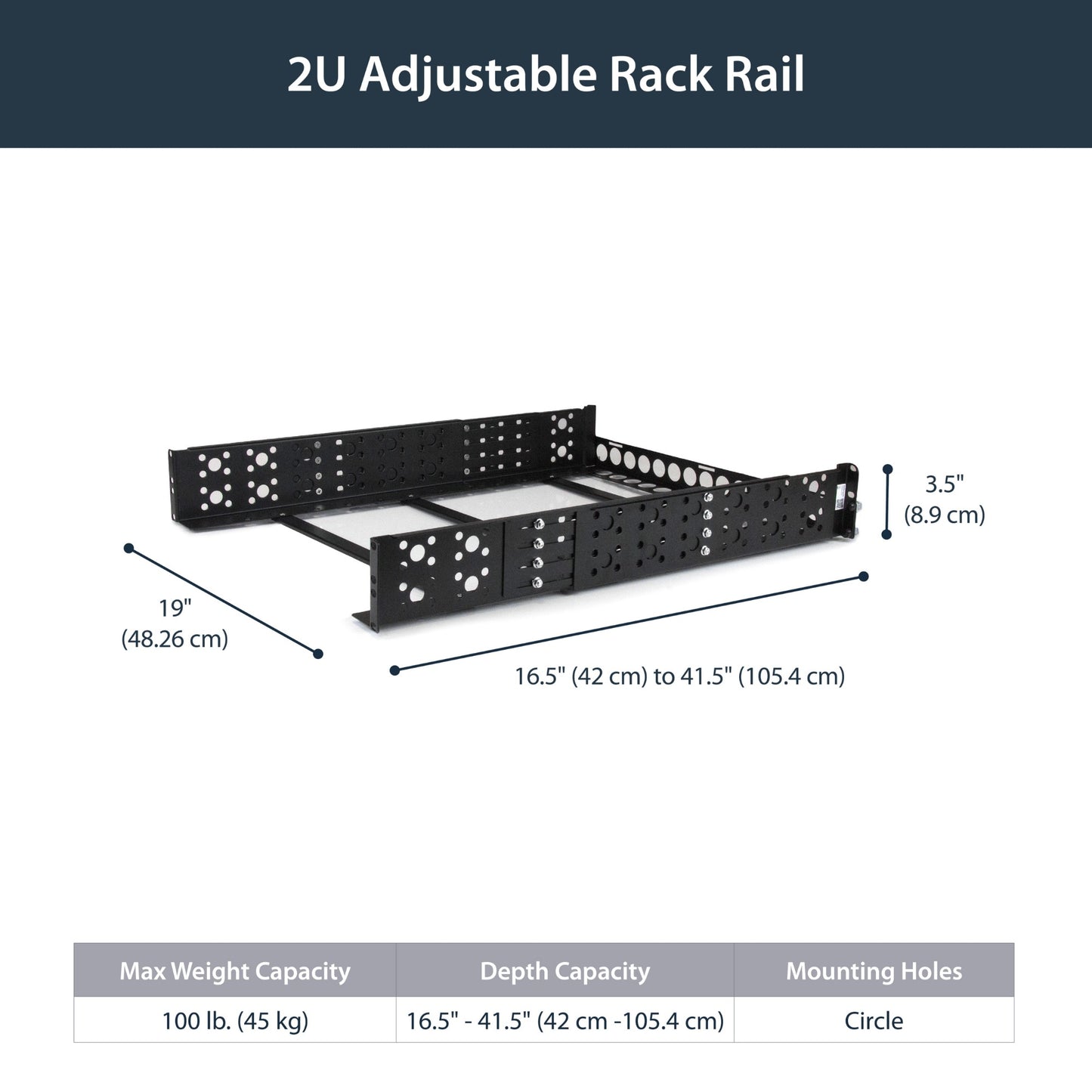 StarTech.com 2U Universal Rack Mount Rails - for 19in Server Rack Enclosure or