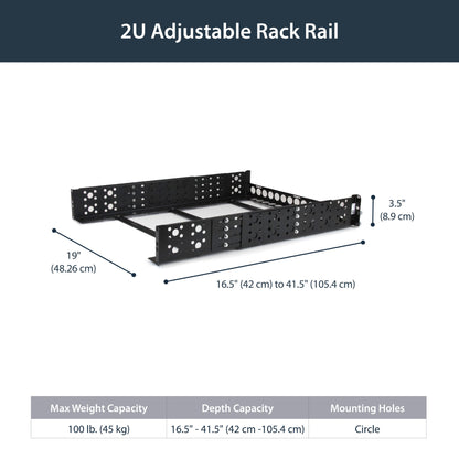 StarTech.com 2U Universal Rack Mount Rails - for 19in Server Rack Enclosure or
