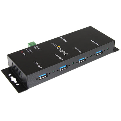 StarTech.com 4-Port USB 3.0 Hub - 5Gbps - Metal Industrial USB-A Hub - Wall or Desk