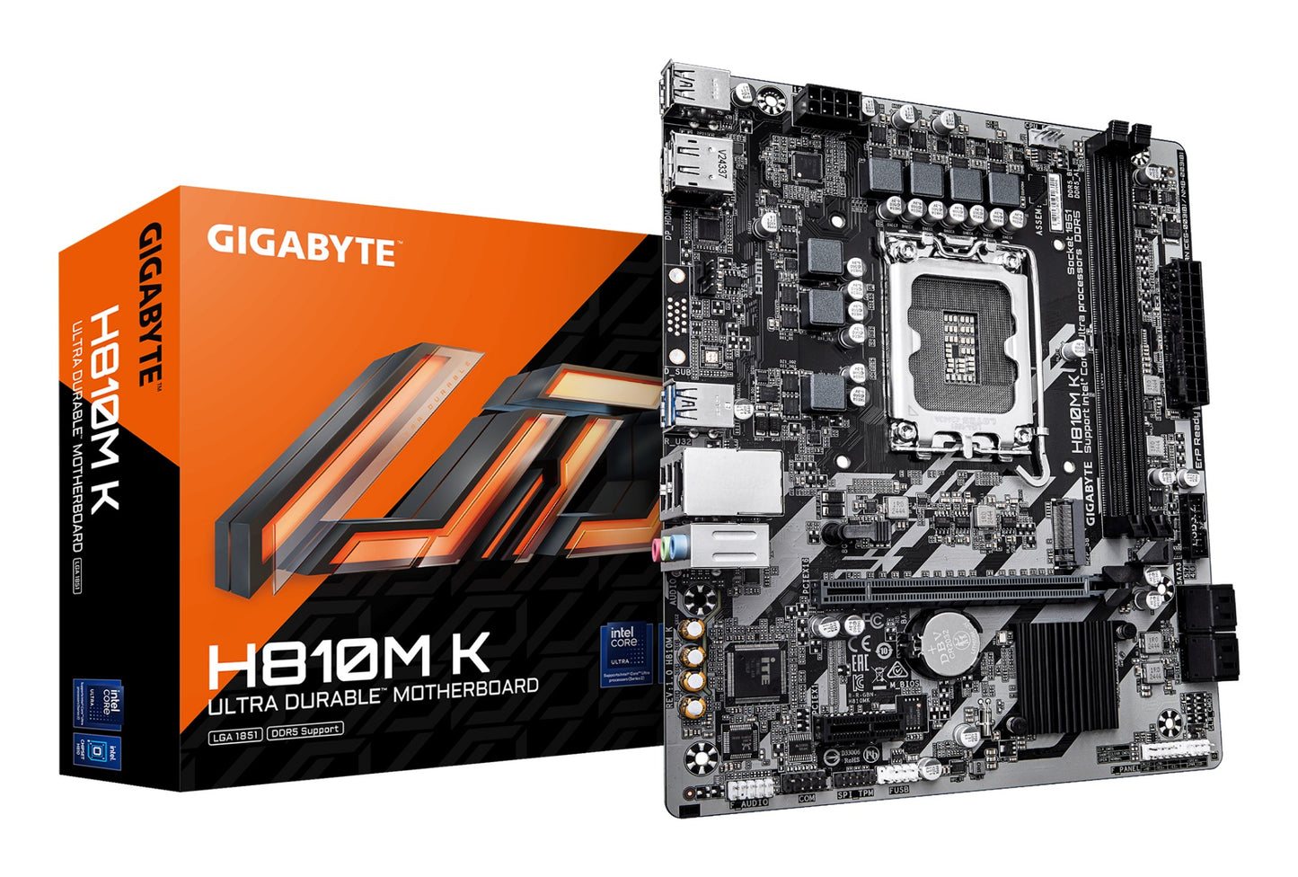 Gigabyte H810M K Motherboard - Intel Core Ultra (Series 2) CPUs, 3+1+2 Phases VRM