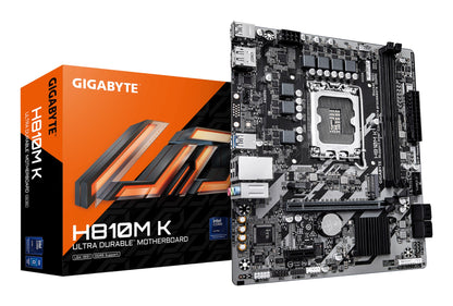 Gigabyte H810M K Motherboard - Intel Core Ultra (Series 2) CPUs, 3+1+2 Phases VRM