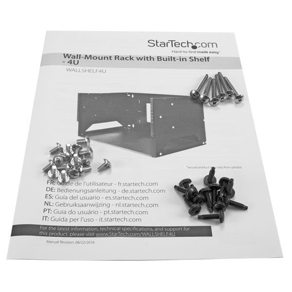 StarTech.com 2-Post 4U Open Frame Wall Mount Network Rack with Built-in Shelf, Wall